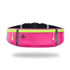 syga running waist belt for women amp men sweat rainproof phone holder with adjustable strap amp 3 pockets headphone hole waistbag for all kind of phone-sports yoga workout amp outdoor activities- pink