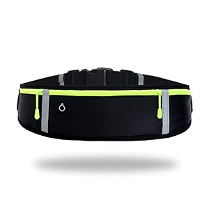 syga running waist belt for women amp men sweat rainproof phone holder with adjustable strap amp 3 pockets headphone hole waistbag for all kind of phone-sports yoga workout amp outdoor activities- black