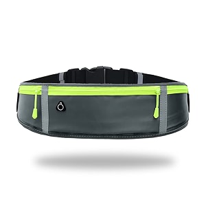 syga running waist belt for women amp men sweat rainproof phone holder with adjustable strap amp 3 pockets headphone hole waistbag for all kind of phone-sports yoga workout amp outdoor activities- grey