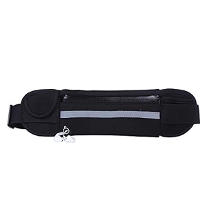 syga running waist belt for women amp men sweat rainproof phone holder with adjustable strap amp 3 pockets headphone hole waistbag for phone-sports yoga workout amp outdoor activities new black