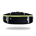 SYGA Running Waist Belt for Women & Men Sweat Rainproof Phone Holder with Adjustable Strap & 3 Pockets Headphone Hole WaistBag for All Kind of Phone-Sports, Yoga, Workout & Outdoor Activities- Black