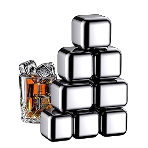 syga stainless steel whiskey stones ice cubes reusable for whiskey vodka liqueurs wine beverage juice or soda - pack of 4