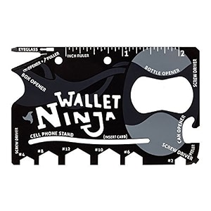 syga wallet ninja 18 in 1 multi-purpose credit card size steel pocket tool with smart cover black