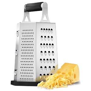 6-sided stainless steel multipurpose grater and slicer wood finish for cut vegetables gingercucumbers carrots potatoes black