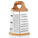 6-Sided Stainless Steel Multipurpose Grater and Slicer Wood Finish for Cut Vegetables, Ginger,Cucumbers, Carrots, Potatoes