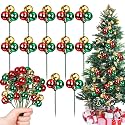 Syhood 12 Sets 7.9 Inch Christmas Ball Picks and Sprays, Red Green Gold