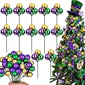 Syhood 12 Sets 7.9 Inch Mardi Gras Ball Picks and Sprays, Purple Green Gold