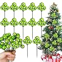 Syhood 12 Sets 7.9 Inch Christmas Ball Picks and Sprays Decor, Lime Green