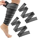 Syhood 2 Pcs Compression Leg Wraps Elastic Bandage, Black, 71"