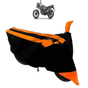 waterproof bike body cover for all 2 wheelers with mirror pockets for honda cb unicorn 160 black orange