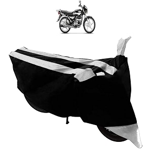 bike body cover with mirror pockets amp buckle belt for hero splendor plus black silver