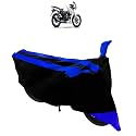 Bike Body Cover with Mirror Pockets &amp; Buckle Belt for TVS Apache RTR 180 (Black Blue)