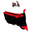 Bike Body Cover with Mirror Pockets &amp; Buckle Belt for Honda Grazia (Black RED)
