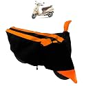 Waterproof /UV Protection Motorcycle Body Cover with Mirror Pockets for TVS Jupiter Classic (Black Orange)