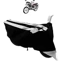 Bike Body Cover with Mirror Pockets &amp; Buckle Belt for Hero HF Deluxe (Black Silver)
