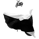 Bike Body Cover with Mirror Pockets &amp; Buckle Belt for Honda Activa 6G(Black Silver)