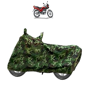 anti dust bike body cover with mirror pocketsbuckle belt for hero passion plus dark green