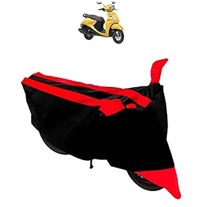 bike body cover with mirror pockets amp buckle belt for tvs apache rtr 180 black red