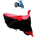 Two Wheeler Body Protection Cover/Motorcycle Cover for TVS Jupiter (Black RED)