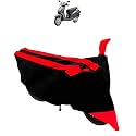 Bike Body Cover with Mirror Pockets &amp; Buckle Belt for Honda Activa 6G(Black RED)