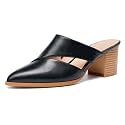 Syktkmx Women's Cutout Backless Mules Slip On Closed Toe Chunky Stacked Heeled Sandals