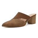 Syktkmx Women's Cutout Backless Mules Slip On Closed Toe Chunky Stacked Heeled Sandals