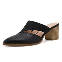 Syktkmx Women's Cutout Backless Mules Slip On Closed Toe Chunky Stacked Heeled Sandals
