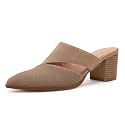 Syktkmx Women's Cutout Backless Mules Slip On Closed Toe Chunky Stacked Heeled Sandals