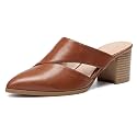 Syktkmx Women's Cutout Backless Mules Slip On Closed Toe Chunky Stacked Heeled Sandals