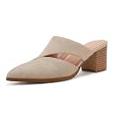 Syktkmx Women's Cutout Backless Mules Slip On Closed Toe Chunky Stacked Heeled Sandals