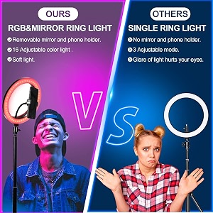 syl selfie ring light 18 inch 16 rgb colorspromise dimming with tripod stand and hose phone holder and 360  rotatable gimbal photography dimmable studio lighting for live streaming