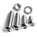 SYLIX M6 x 10mm Allen Button Head Screws, Stainless Steel, Bright Finish | Set of Bolt with Nut &amp; Washer for Home, Industrial, Plumbing (25 pcs)