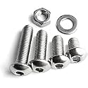 SYLIX M6 x 25mm Allen Button Head Screws, Stainless Steel, Bright Finish | Set of Bolt with Nut &amp; Washer for Home, Industrial, Plumbing (10 pcs)
