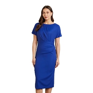 Symbol Premium Womens Fitted Draped Sheath Dress