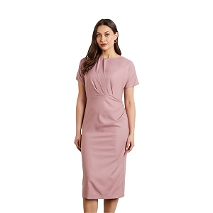 Symbol Premium Womens Fitted Draped Sheath Dress