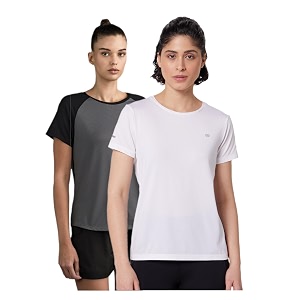 symbol premium women39s polyester blend solid regular fit sports stretch t-shirt  round neck  raglan sleeve  moisture-wicking  activewear  running  gym  plain available in plus sizes