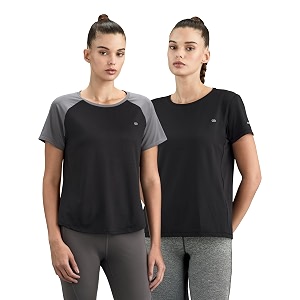 symbol premium women39s polyester blend solid regular fit sports stretch t-shirt  round neck  raglan sleeve  moisture-wicking  activewear  running  gym  plain available in plus sizes