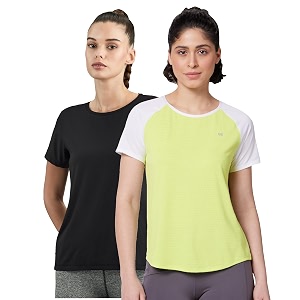 symbol premium women39s polyester blend solid regular fit sports stretch t-shirt  round neck  raglan sleeve  moisture-wicking  activewear  running  gym  plain available in plus sizes