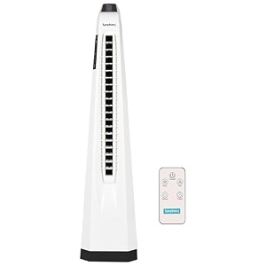 symphony surround-i bladeless tower fan for room  high-speed with swivel action touchscreen control panel amp remote  1 year warranty  white