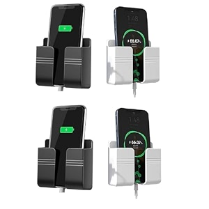wall mounted mobile holder storage case for remote storage organizer wall mounted mobile standmulti purpose stand with hole for phone charging black amp white pack of 4