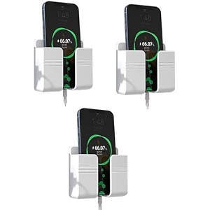 wall mounted mobile holder storage case for remote storage organizer wall mounted mobile standmulti purpose stand with hole for phone charging white pack of 3