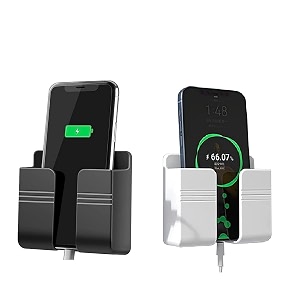 wall mounted mobile holder storage case for remote storage organizer wall mounted mobile standmulti purpose stand with hole for phone charging black amp white pack of 2