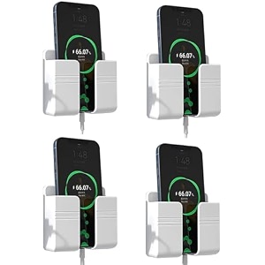 wall mounted mobile holder storage case for remote storage organizer wall mounted mobile standmulti purpose stand with hole for phone charging white pack of 4