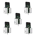 Wall Mounted Mobile Holder Storage Case for Remote Storage Organizer, Wall Mounted Mobile Stand/Multi Purpose Stand with Hole for Phone Charging (White) (Pack of 5)
