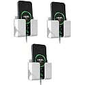 Wall Mounted Mobile Holder Storage Case for Remote Storage Organizer, Wall Mounted Mobile Stand/Multi Purpose Stand with Hole for Phone Charging (White) (Pack of 3)