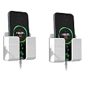 Wall Mounted Mobile Holder Storage Case for Remote Storage Organizer, Wall Mounted Mobile Stand/Multi Purpose Stand with Hole for Phone Charging (White) (Pack of 2)