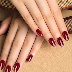 24pcs pure color fake nails artificial nails art set wine red