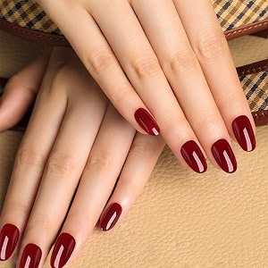 24pcs pure color fake nails artificial nails art set wine red