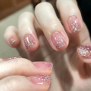 24pcs pure color fake nails artificial nails art set shiny pink
