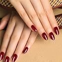 24Pcs Pure Color Fake Nails Artificial Nails Art Set (Wine Red)